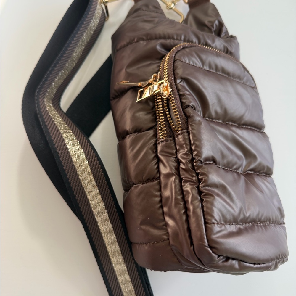 Brown Quilted Crossbody Bag